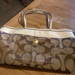 Brown and cream tote bag